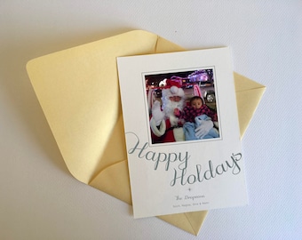 Letterpress Holiday Card with Picture --Happy Holidays-- Holiday photo card, Christmas photo card, season's greetings, Custom holiday card