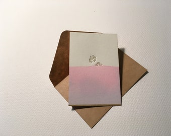 Mini carte typographique « Licorne » teintée à l'aquarelle. mini carte, avec cadeau, petite carte, carte à message, pour elle, pour lui, meilleur ami, enfants