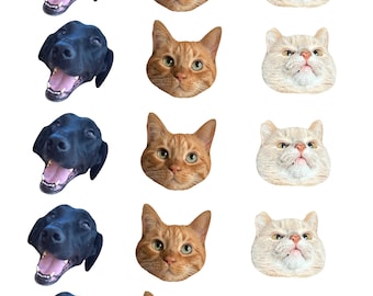 Tatuajes temporales personalizados de mascotas (cabeza y cara) - Recortados individualmente