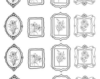 Tatuajes temporales con marco floral precortados individualmente