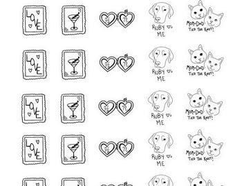 Tatuajes temporales de boda personalizados con mascotas, sellos y medallón (cortes individuales)