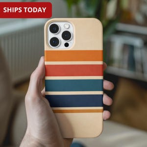 Retro Striped Phone Case, Vintage Color Case for iPhone 17 Pro Max, 16e, 15, 14, 13 and Samsung S26 Ultra, S25 FE, A57, A56, Pixel 10, 9A