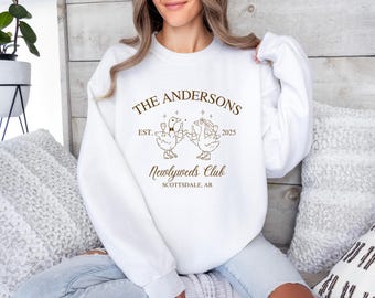 Silly Goose Bride And Groom Sweatshirt, Funny Newlywed Gift, Matching Couple Wedding Shirt,Personalized Just Married Crewneck,Newlywed Shirt