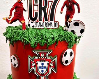 CR7 Ronaldo Cake Topper Set | Personalized Soccer Birthday Decor