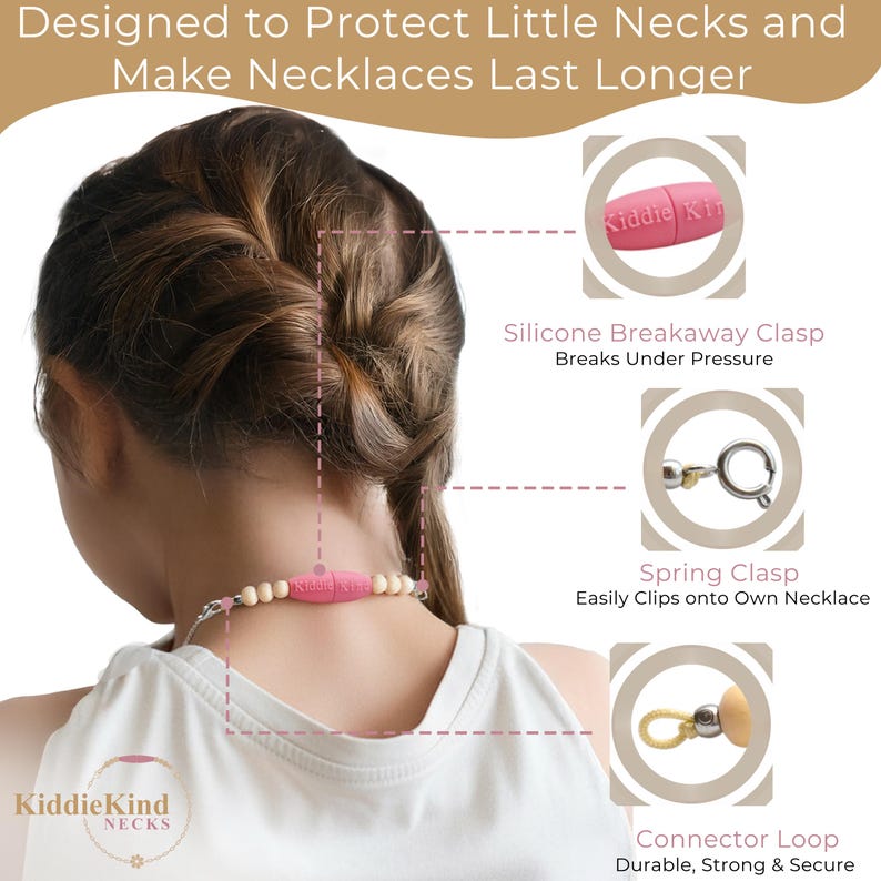 Breakaway Safety Clasp for Kids Necklace, Silicone Necklace Adapter, Child Safety Clasp, Kids Jewelry Connector, Easy Necklace Clasp image 6