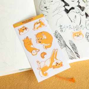 Shiba Inu Orange and Black Transparent Vinyl Sticker Sheet Waterproof