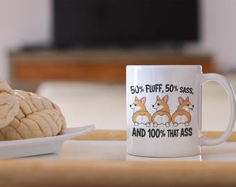 Rolig Corgi Butt-mugg: Sassy Dog Mom Coffee Cup