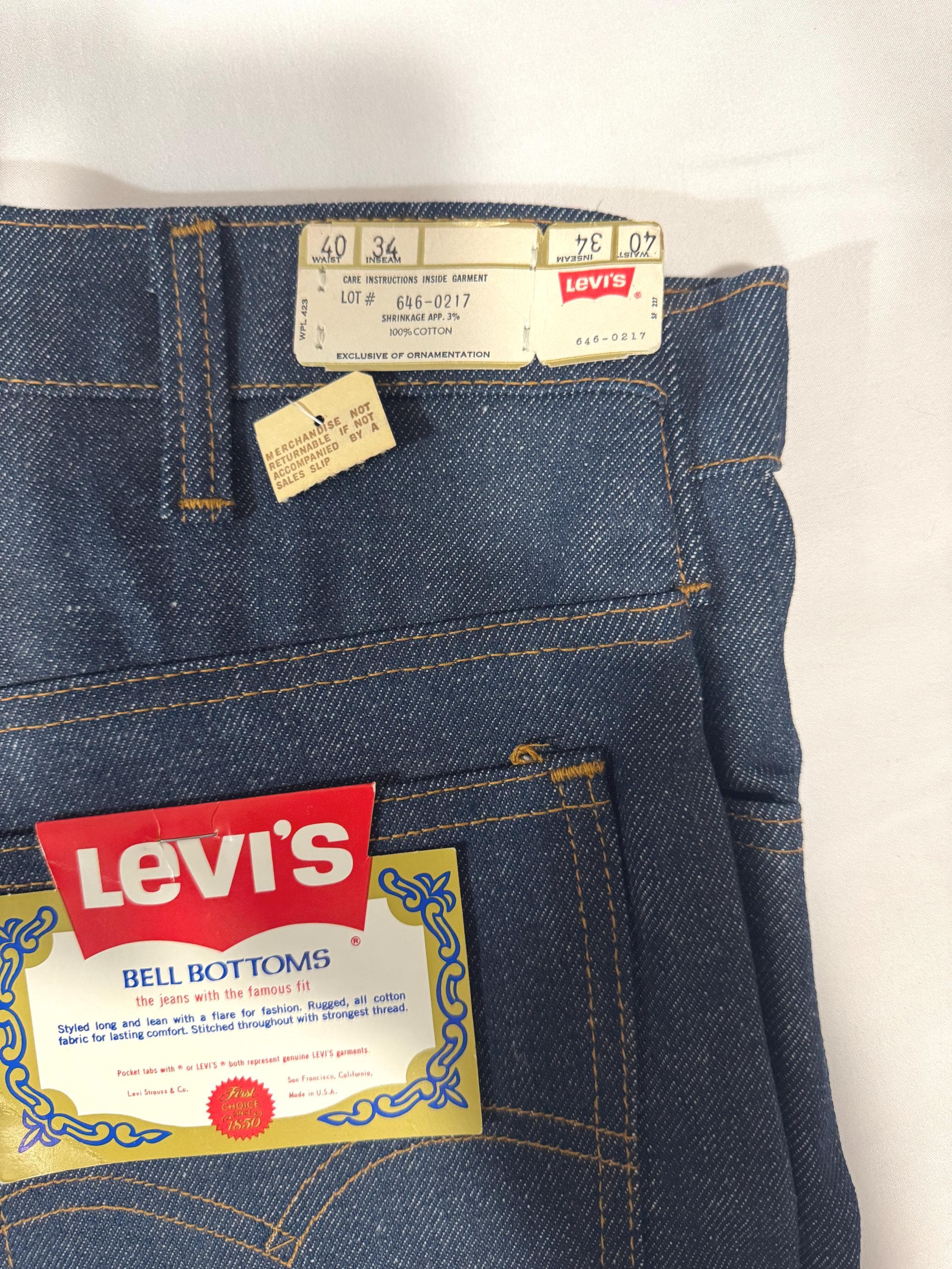 Vintage Levi's 646 Bell Bottoms Deadstock NWT 40x34, Orange Tab - Etsy