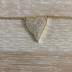 Gold Heart Necklace | Dainty Cubic Zirconia Heart Pendant | Delicate Gold Layering Necklace | Romantic Gift for Her