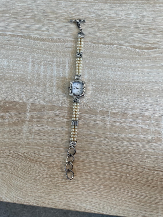 Vintage Brighton Emporia Women\'s Watch Faux Pearl Silver Tone Working Brighton Faux Pearl Emporia Watch Works New Battery RETIRED  main image 3