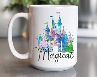Disney Coffee Mug 15oz, Magical Disney Castle Coffee Mugs, Mickey Mug,  Coffee Cup Gift for Him Her, Souvenir, Custom Sublimation Design