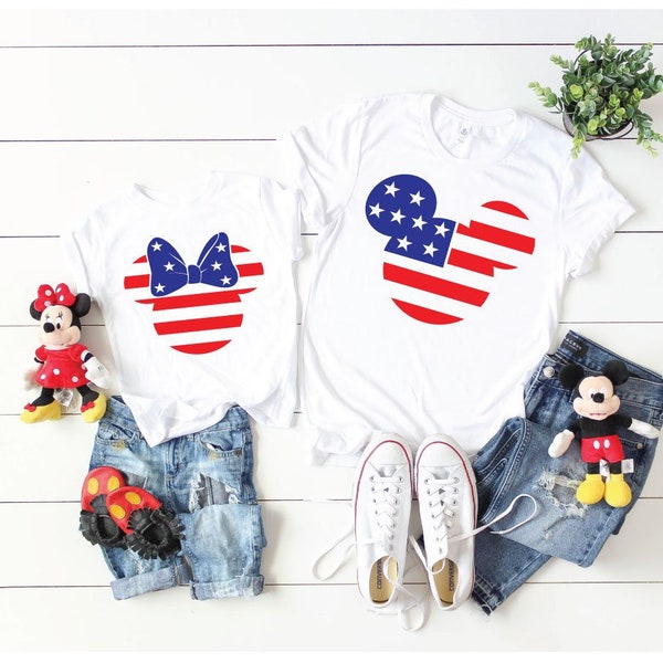 Patriotic Mickey and Minnie - Magical Vacation Tee - Adult, Youth, Toddler, and Tanks-Over 100 Color Choices, Comfort Colors, Sweatshirts