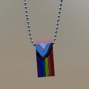 Progress Pride brick necklace/keychain