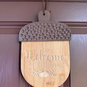 Fall Wall Art, Fall Door Hanger, Fall Decoration, Welcome to Our Nuthouse Carved Sign, Engraved Sign, Wood Wall Sign, Acorn Sign, Funny Gift