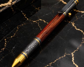 Handmade Damascus Pen, Luxury Steel Pen, Gift for Him, Handmade Ballpoint Pen, Men's Office Gift, Groomsmen Gift, Unique Pen Gift