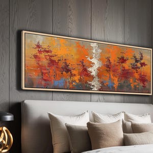 Modern Abstract Orange Textured Canvas: Framed Contemporary Wall Art for Living Room Decor