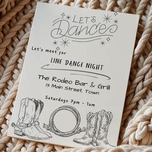 Line Dance Invitation, 5x7 Editable Digital Download Template