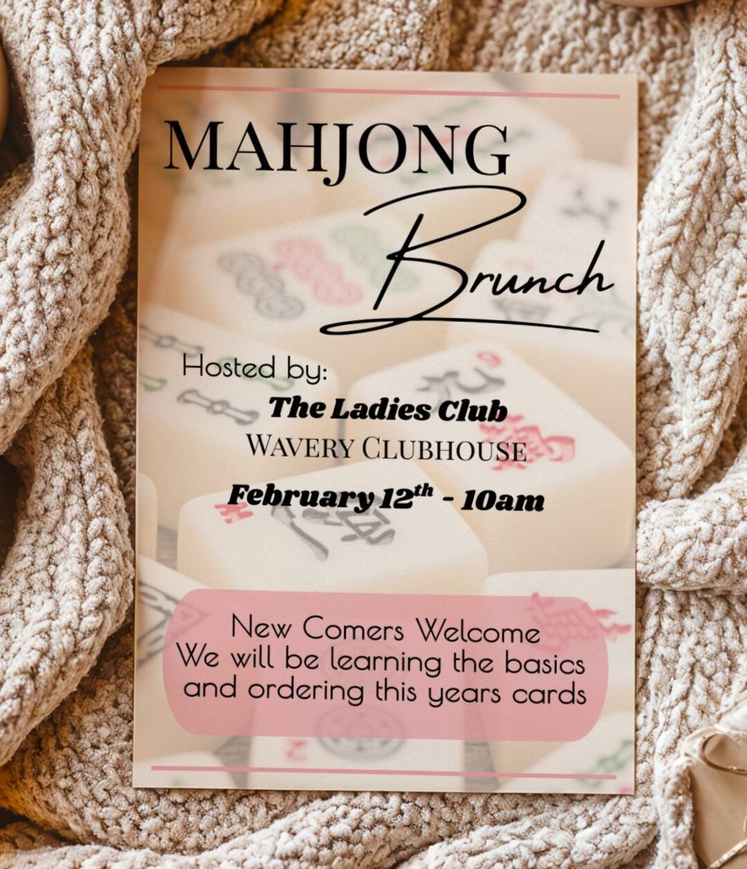 Mahjong Brunch Invitation Template, 5x7 Digital Download, We Edit for ...