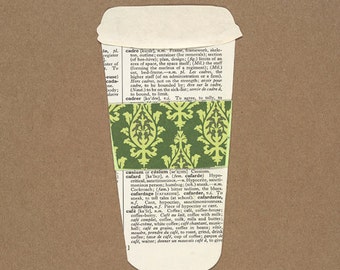 Impresión de collage de papel de taza de café