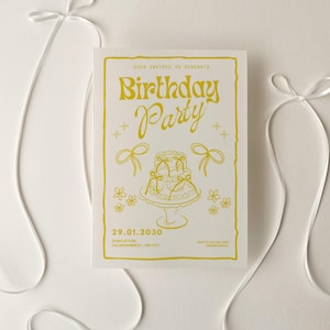 Gelbe Geburtstagseinladung bearbeitbare Canva Vorlage | Sofortiger digitaler Download | Personalisierbare Geburtstags-Party einladen