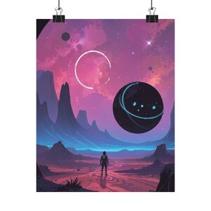 Cosmic Adventure Wall Art Print, Space Decor, Matte Vertical Posters, Astronaut Art, Sci-Fi Artwork, Gifts for Space Lovers