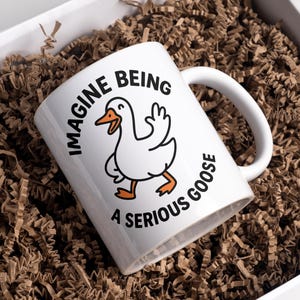 Silly Goose Ceramic Mug, Funny Bird Tea Cup, Animal Lover Gift, Quirky Coffee Mug, Farmhouse Kitchen Decor