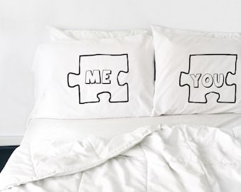 Wedding Gift couples pillow cases Puzzle Piece Pillow Case For Couples, Love Pillowcases, You and Me, Pillows His and Hers Pillow Cases