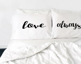 Couples Pillow Cases Love Always Pillowcases MORE COLORS Mr and Mrs Wedding Gift Love Always His and Hers Pillows Couples Pillowcases