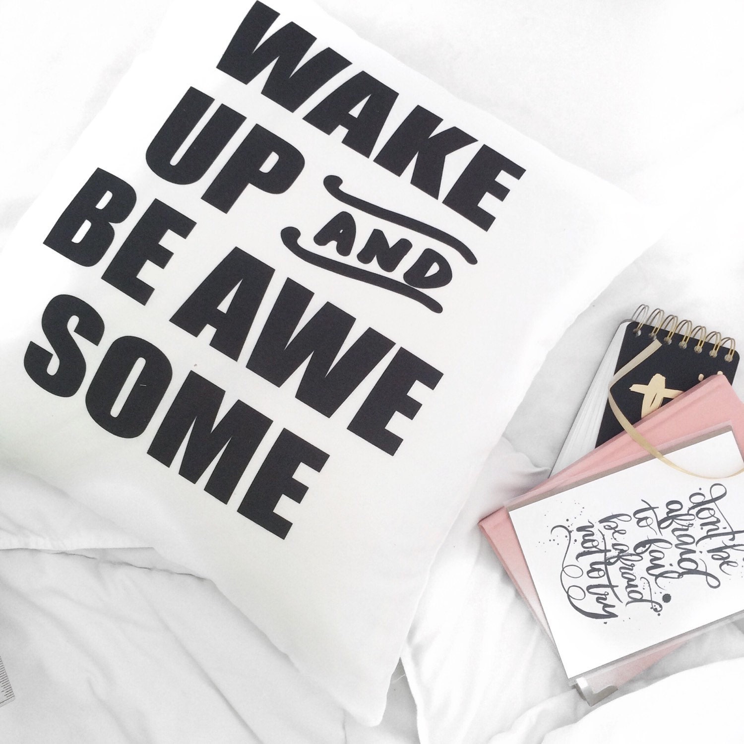 Graduation Gift Wake Up And Be Awesome Throw Pillow White Dorm | Etsy