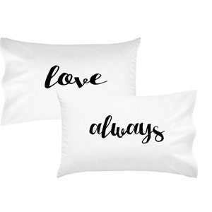 Couples Pillow Cases Love Always Pillowcases MORE COLORS Mr and Mrs Wedding Gift Love Always His and Hers Pillows Couples Pillowcases image 4