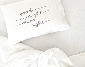 Good Night Sleep Tight Pillow Case | Childs Pillow | Kids Pillow | Kids Room PillowCase | Good Night | Sleep Tight