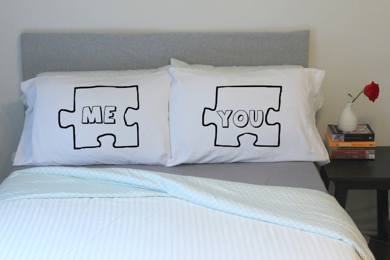 Wedding Gift couples pillow cases Puzzle Piece Pillow Case For Couples, Love Pillowcases, You and Me, Pillows His and Hers Pillow Cases image 3