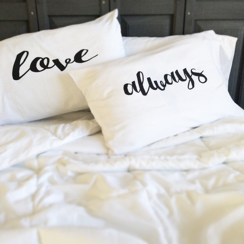 Couples Pillow Cases Love Always Pillowcases MORE COLORS Mr and Mrs Wedding Gift Love Always His and Hers Pillows Couples Pillowcases image 2