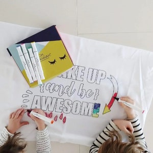 Dream Coloring Pillowcase Kit 20 by 30 Inches with Permanent Fabric Markers Included Kindergarten Color Your Own Pillow Case Gifts image 5