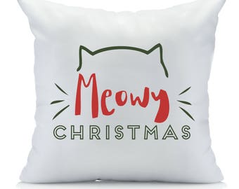 Meowy Christmas Merry Christmas Pillow cover Christmas decor Christmas Pillow Cover Funny Cat Lovers Christmas Gift