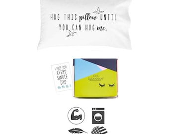 Oh, Susannah Hug This Pillow Until You Can Hug Me - Beautiful Gift Box - LDR Pillowcase Long Distance Relationship Gifts Girlfriend Gifts