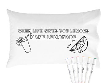 When Life Gives You Lemons Make Lemonade Coloring Pillow Cover with Permanent Fabric Markers