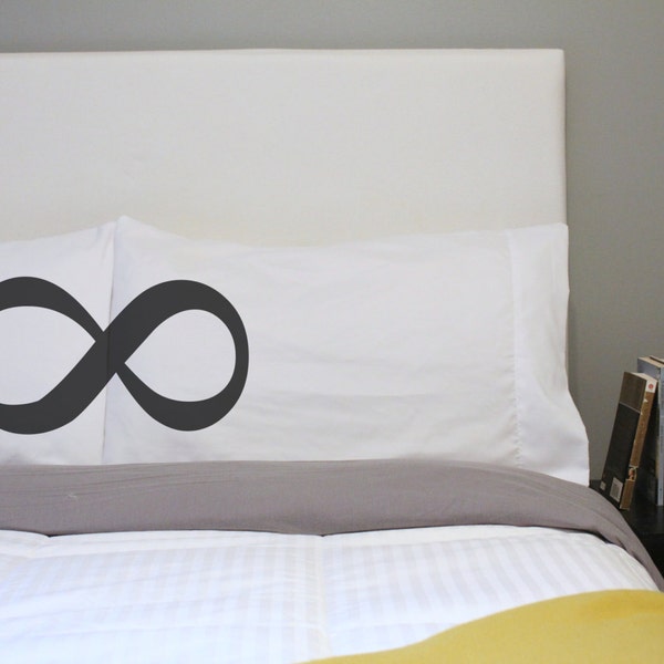 His and Hers Pillow Case Infinity Pillow Eternity Pillowcase Bed Pillow Infinity Symbol Eternity Pillowcase