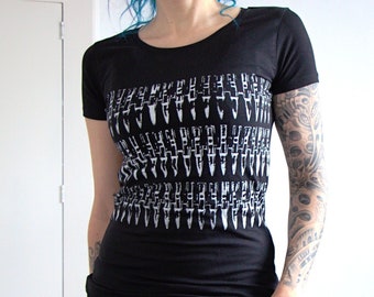 Bullets T-Shirt - original screen print women's organic and fair slim-fit Tee punk goth