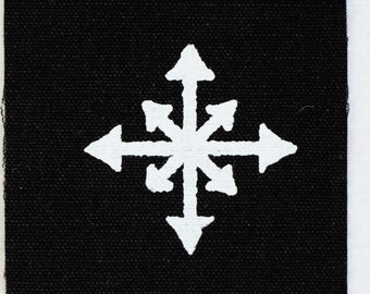 Patch Chaos Star - punk DIY black goth organic screen print