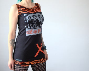 Cheap S*x Mini Dress - black & orange zebra print - Punk AF Recharged