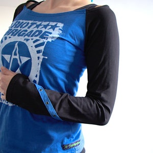 Riot Brigade Raglan Longsleeve Shirt black & blue anarcho Punk AF Recharged image 6