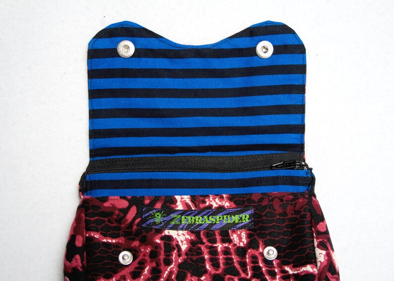 Belt Pouch 2.0 Snake Skin /& Stripes black red and blue punk hip bag