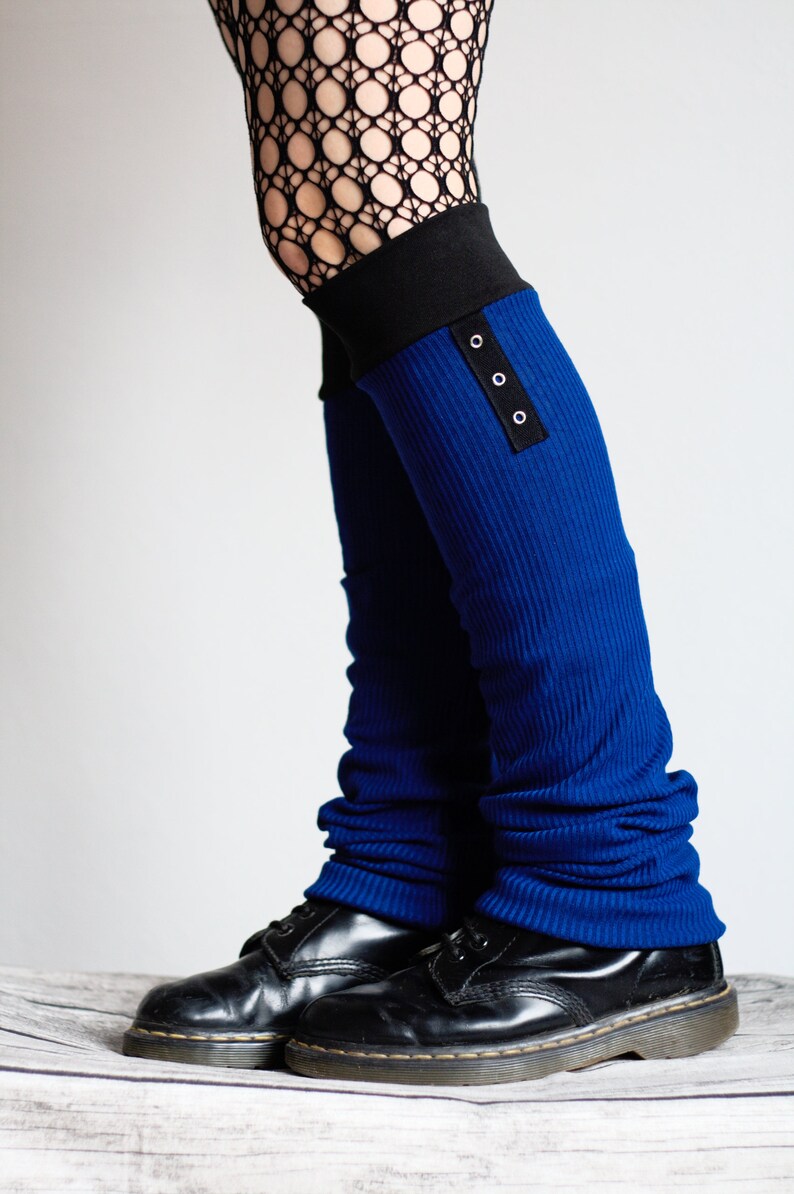 Leg Warmers royal Blue Eyelets Black Goth Punk Etsy
