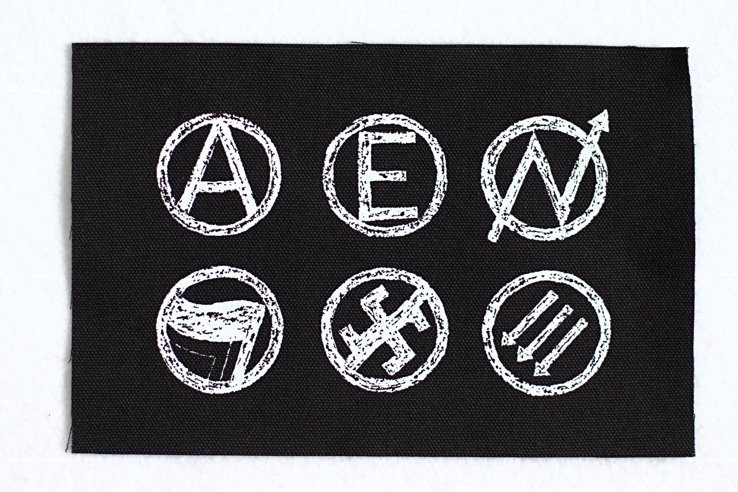 Punk Patch - We Are Not Afraid of Ruins - Big Canvas Back or Bag Patch,  White on Black OR Black on White, anarchy patch, punk patches