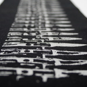 Bullet Belt long back patch white on black organic screen print silver or gold punk DIY silver on black