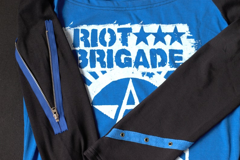 Riot Brigade Raglan Longsleeve Shirt black & blue anarcho Punk AF Recharged image 10