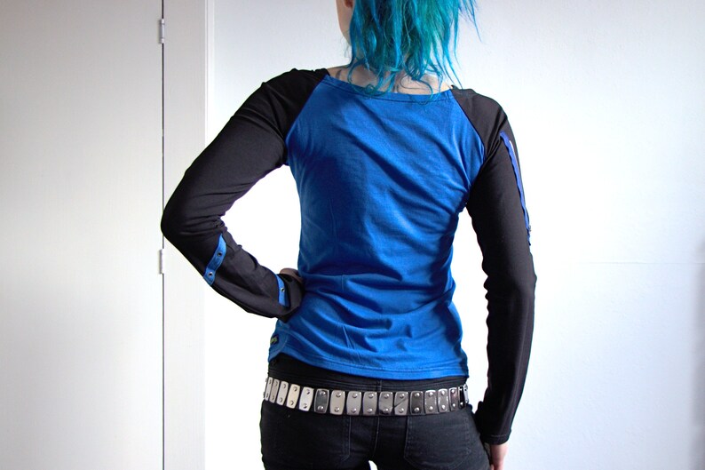 Riot Brigade Raglan Longsleeve Shirt black & blue anarcho Punk AF Recharged image 3