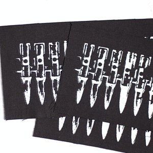 Bullet Belt long back patch white on black organic screen print silver or gold punk DIY SECONDS white-black