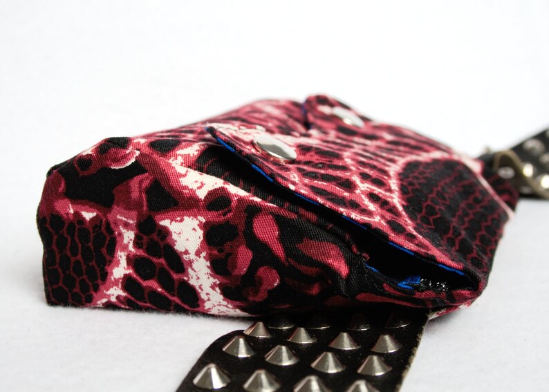 Belt Pouch 2.0 Snake Skin /& Stripes black red and blue punk hip bag